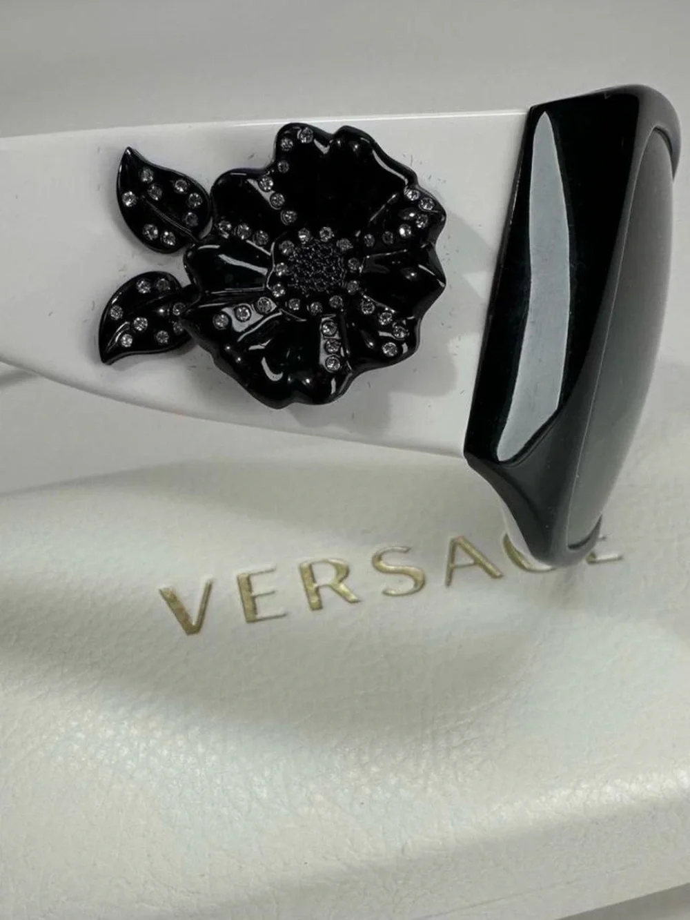 Versace Black and White Wide-Frame Women's Sunglasses